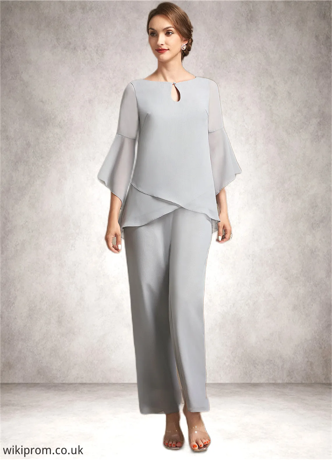 Katharine Jumpsuit/Pantsuit Scoop Neck Ankle-Length Chiffon Mother of the Bride Dress SWK126P0014958