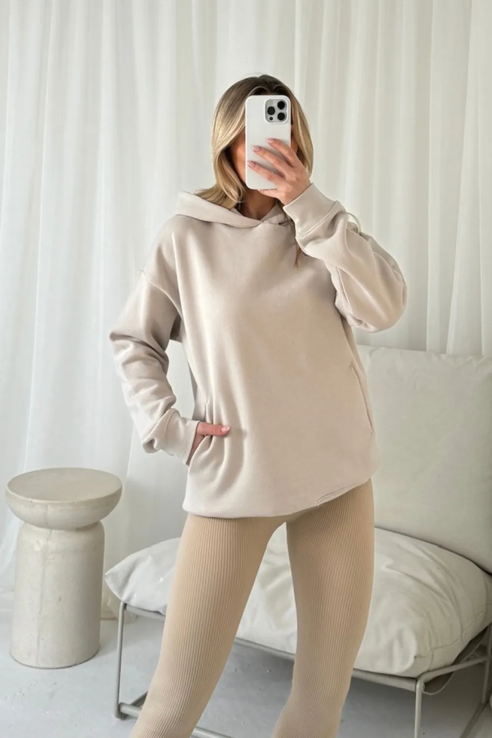 Kendall bone hoodie and ribbed legging set