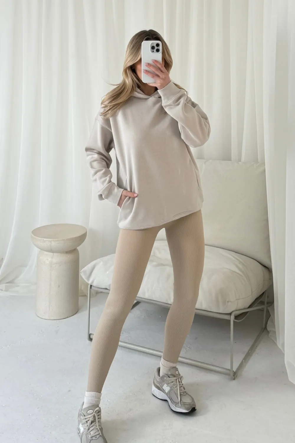 Kendall bone hoodie and ribbed legging set
