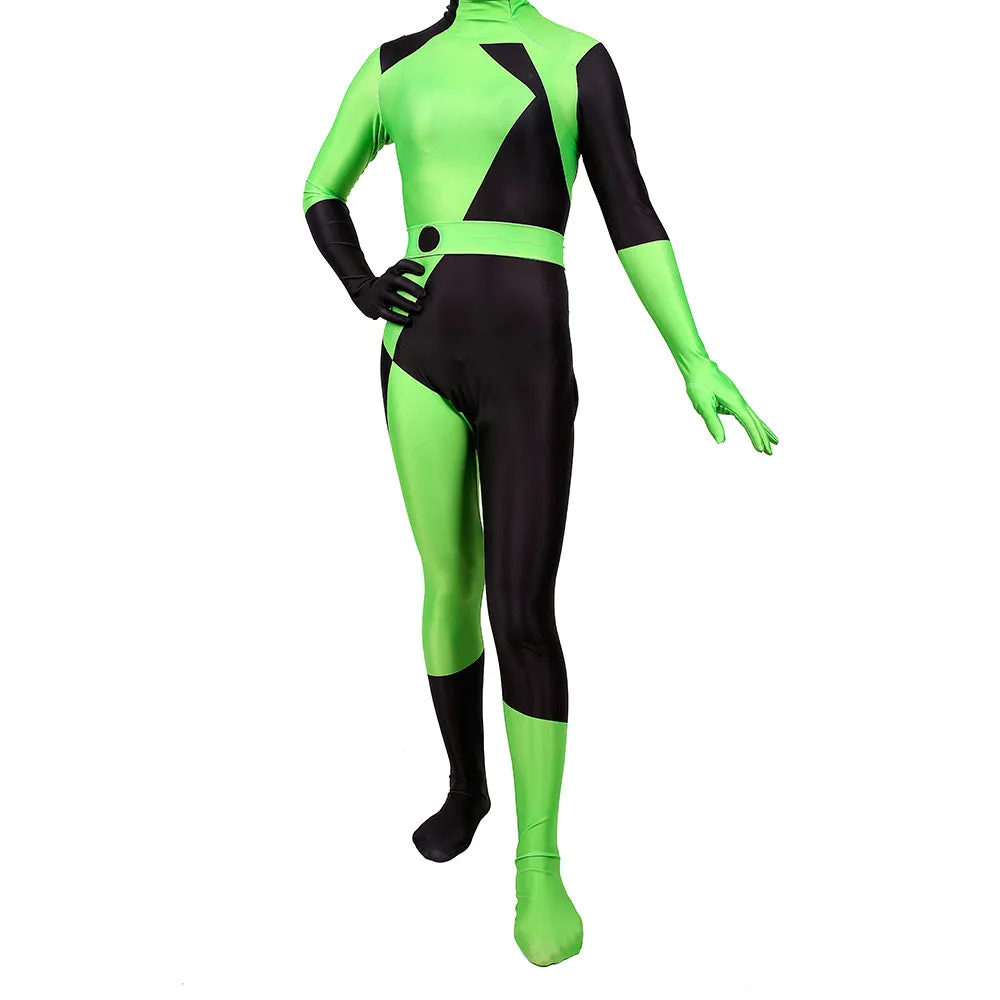 Kim Possible Shego Costume Jumpsuit Adults Halloween Costumes Bodysuit Green Cosplay