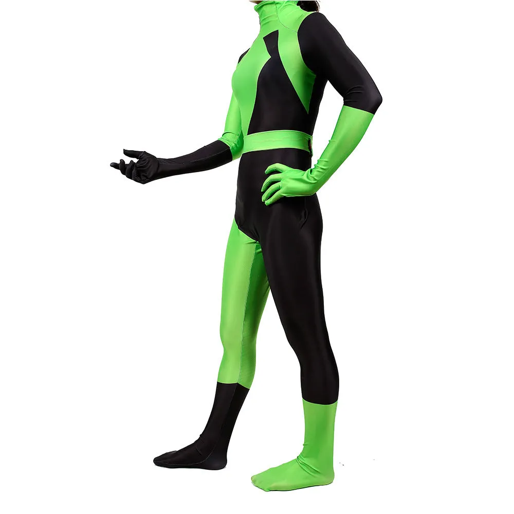 Kim Possible Shego Costume Jumpsuit Adults Halloween Costumes Bodysuit Green Cosplay