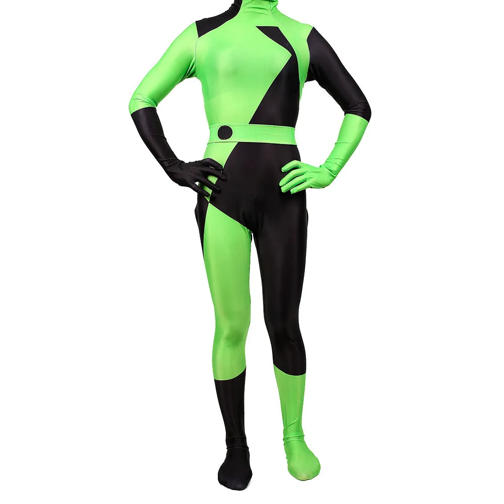 Kim Possible Shego Costume Jumpsuit Adults Halloween Costumes Bodysuit Green Cosplay