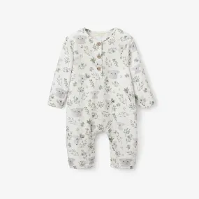 Koala Print Organic Muslin Baby Jumpsuit
