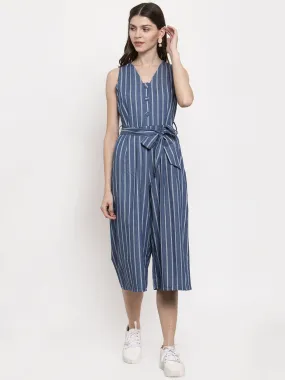 Ladies Denim Striped Jump Suit