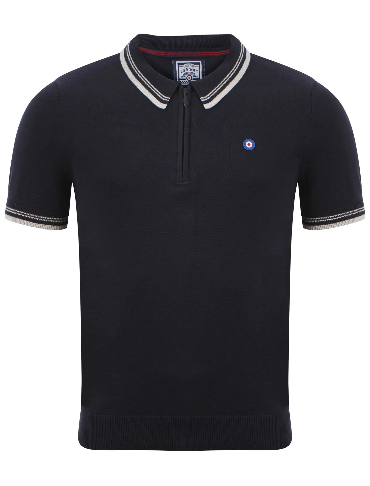 Le Shark Parker navy knitted polo shirt