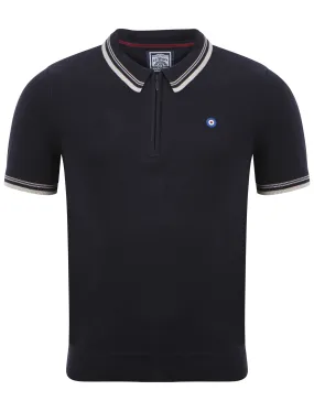 Le Shark Parker navy knitted polo shirt