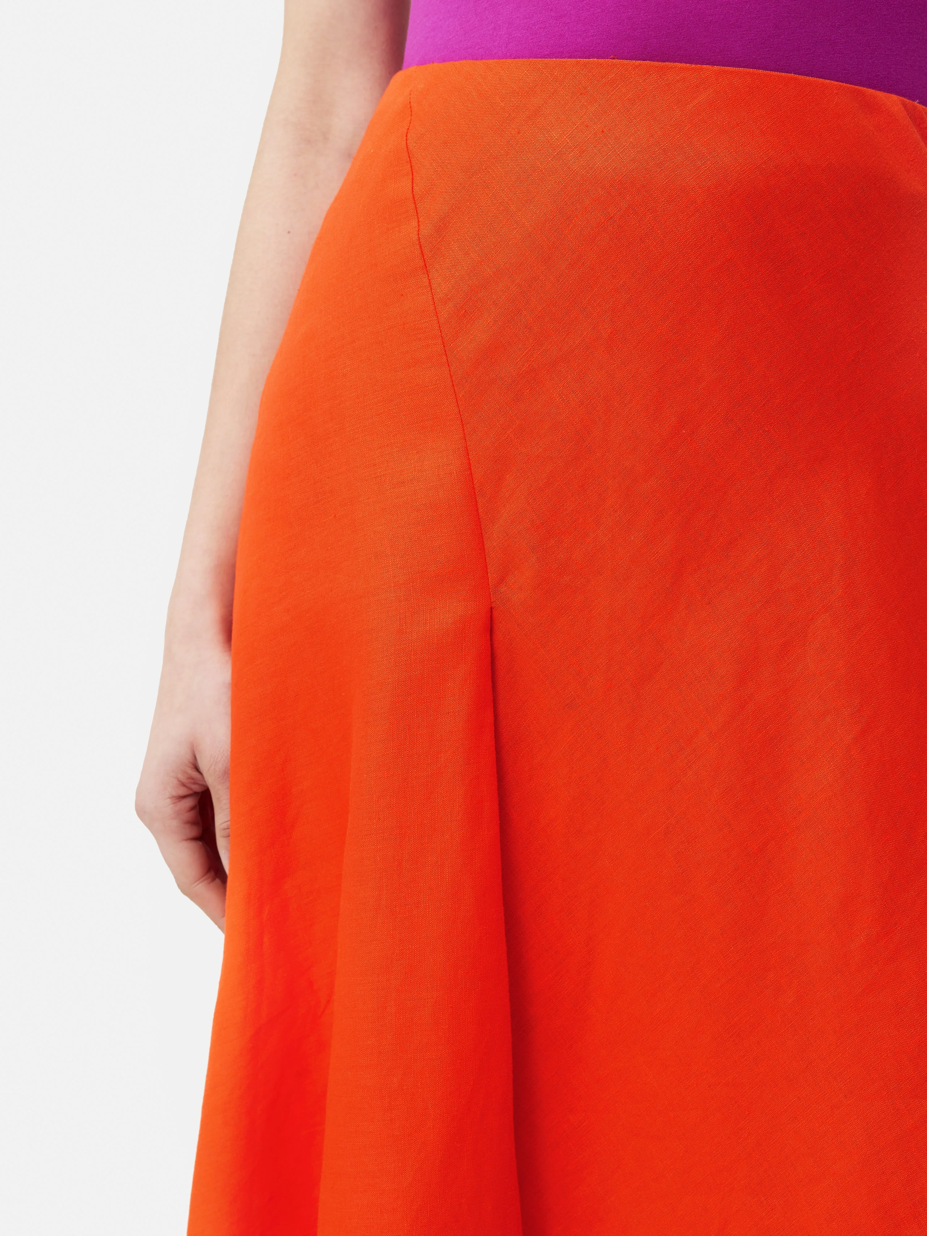Linen Asymmetric Skirt | Orange