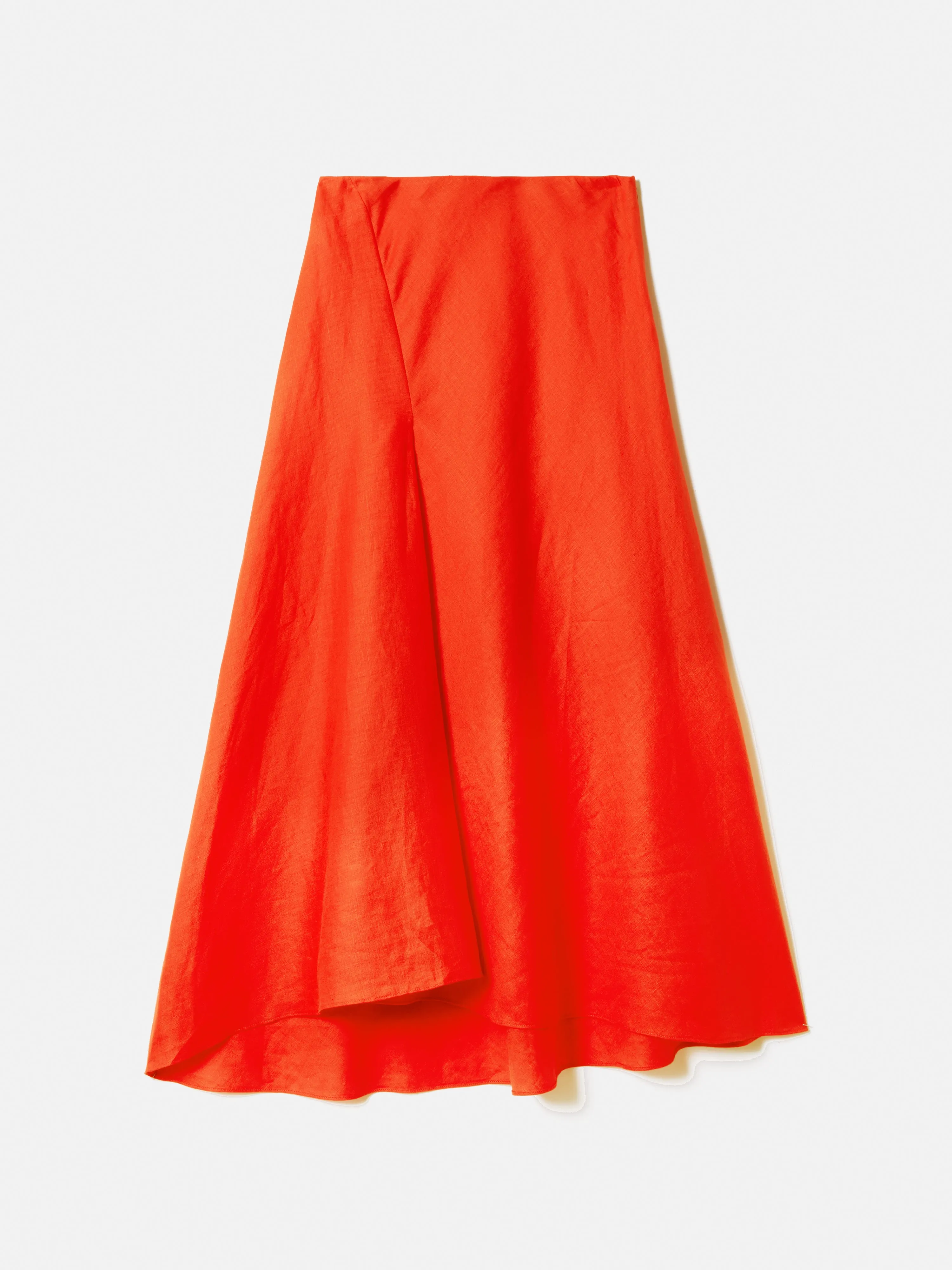 Linen Asymmetric Skirt | Orange