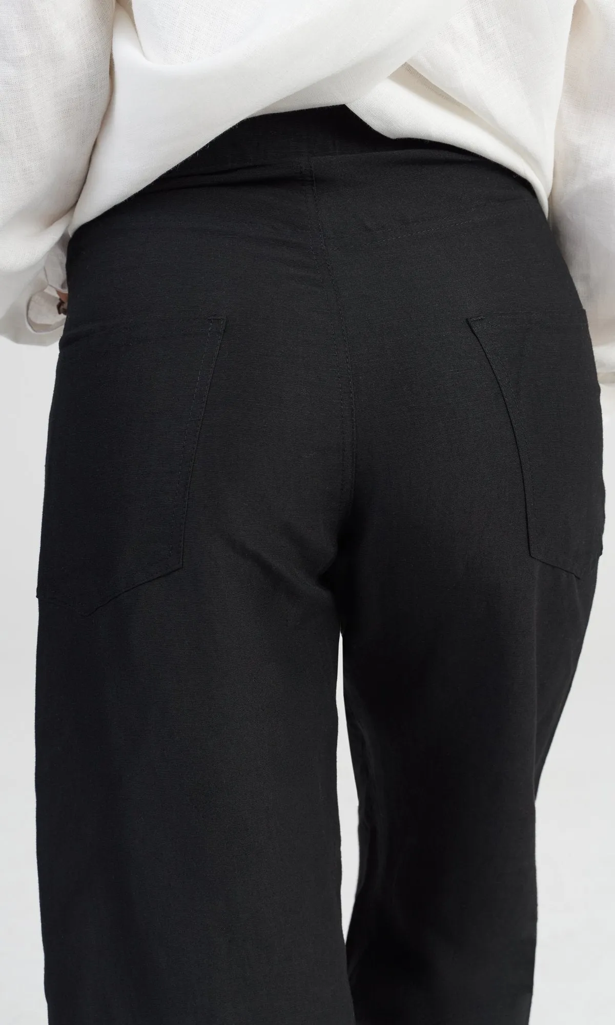 Linen Overlapping Crop Pants