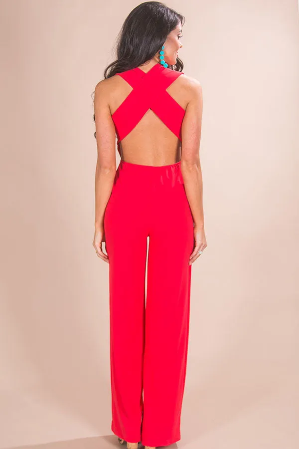 Live From The Red Carpet Jumpsuit in Cherry