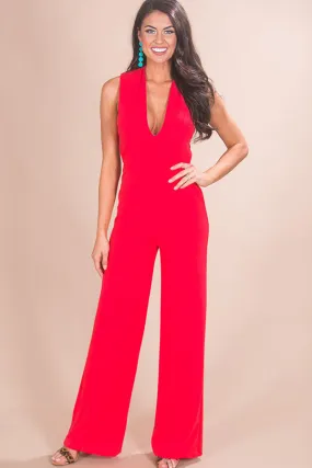 Live From The Red Carpet Jumpsuit in Cherry