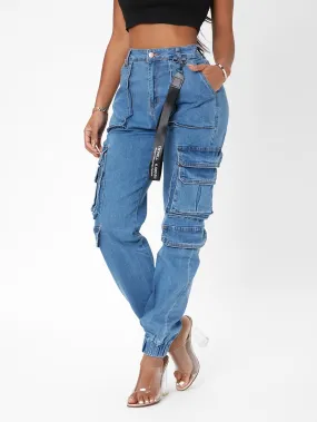 Loah High Waisted Flap Cargo Jeans
