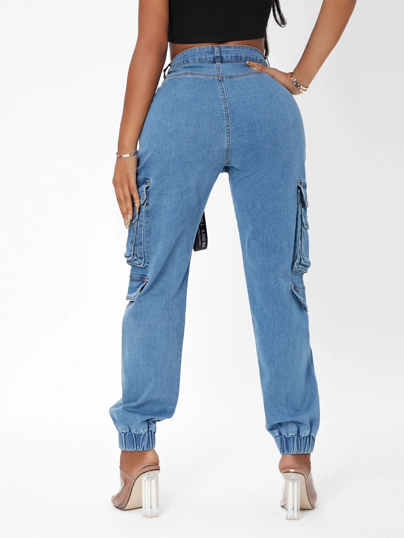 Loah High Waisted Flap Cargo Jeans