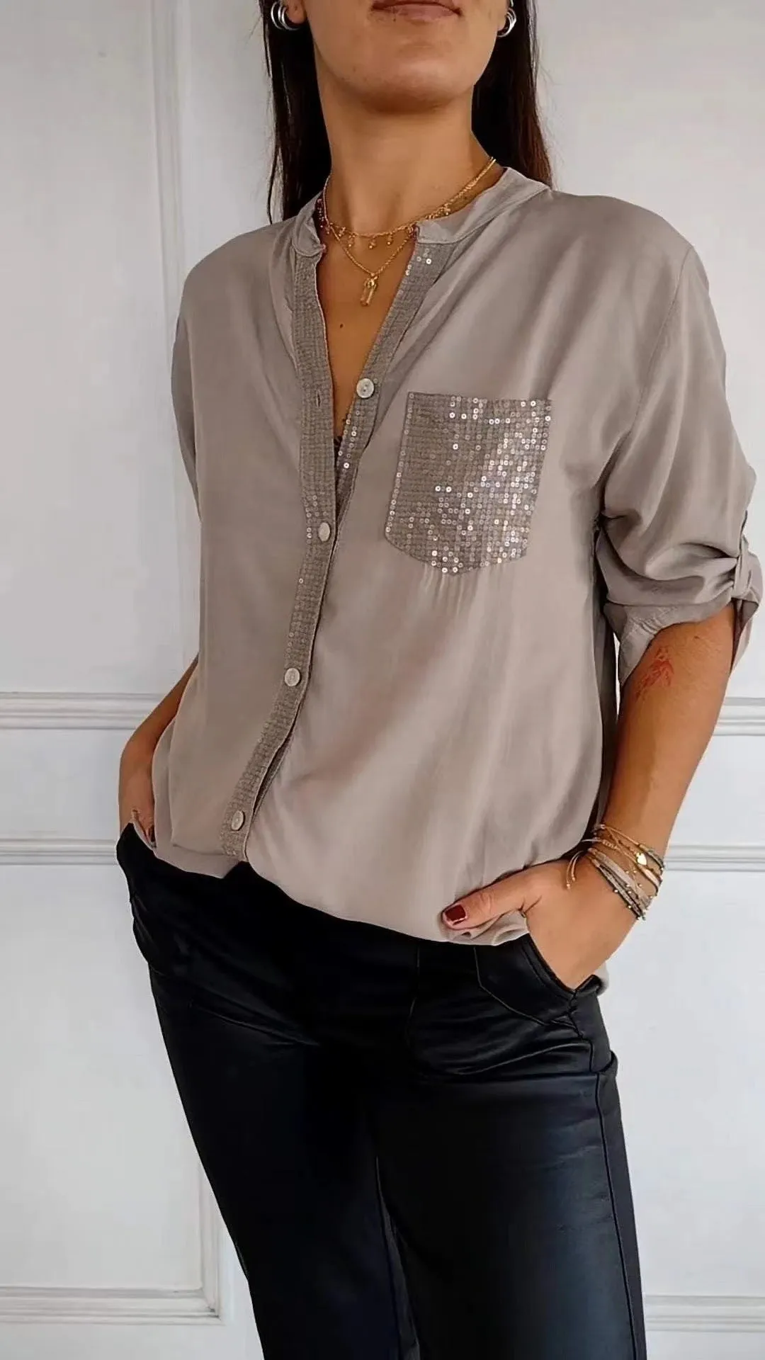 Long-sleeve Casual Shirt Commute Style Women's