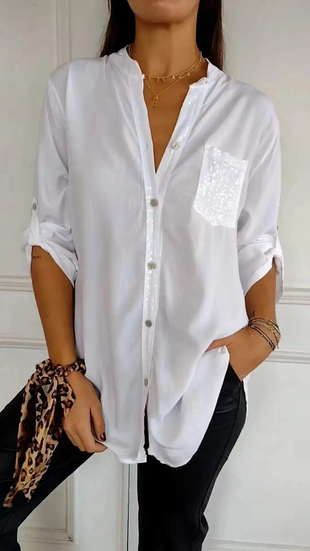 Long-sleeve Casual Shirt Commute Style Women's