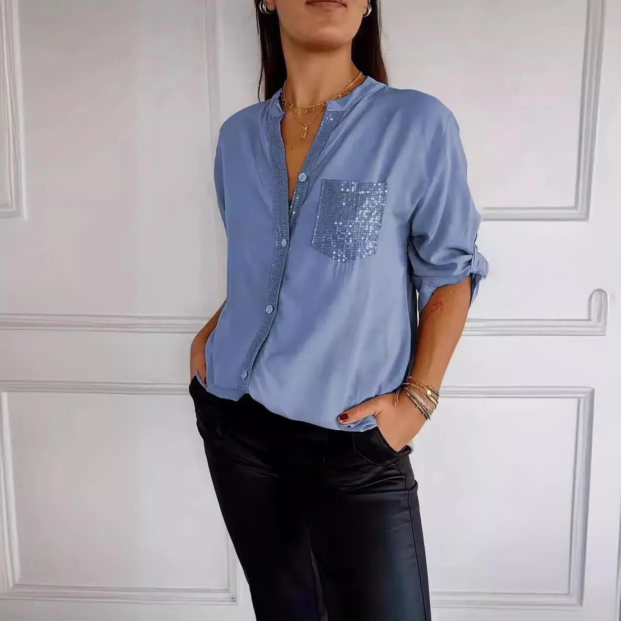 Long-sleeve Casual Shirt Commute Style Women's