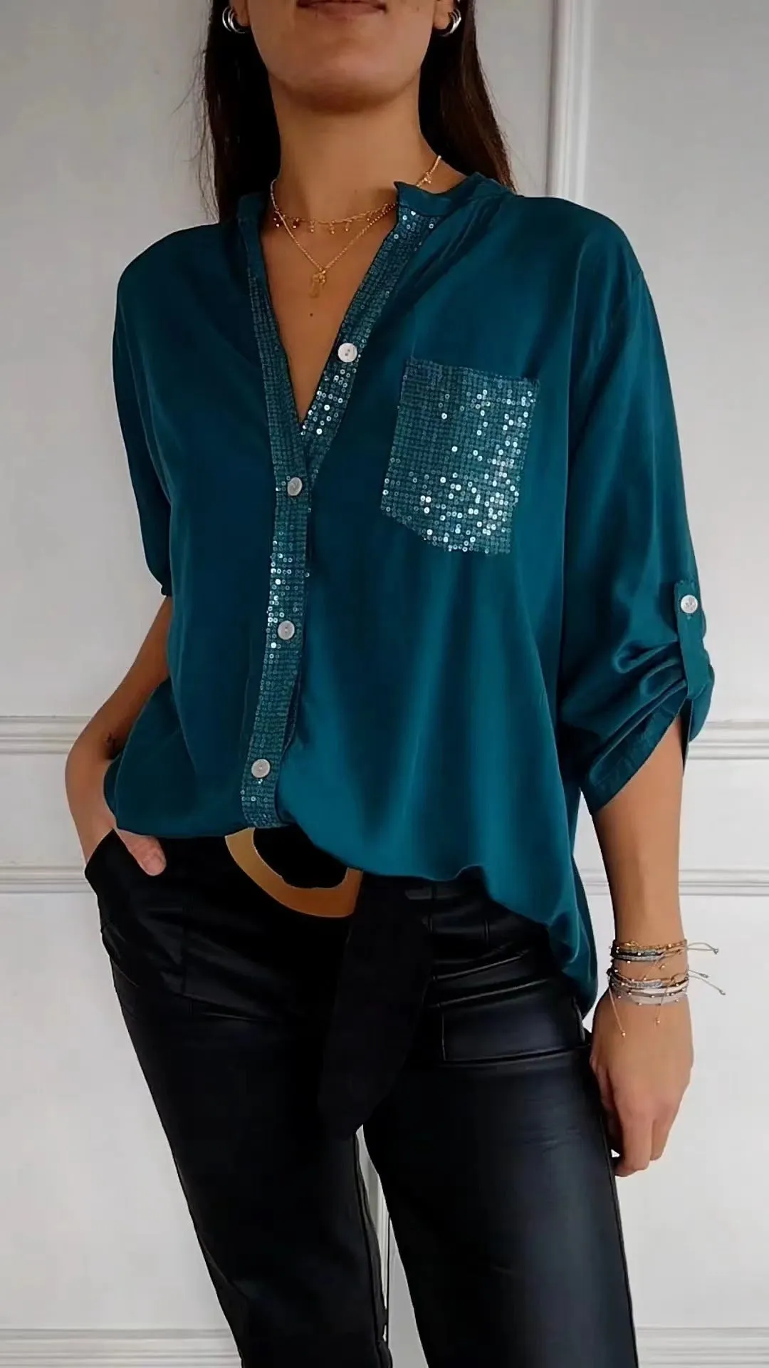 Long-sleeve Casual Shirt Commute Style Women's