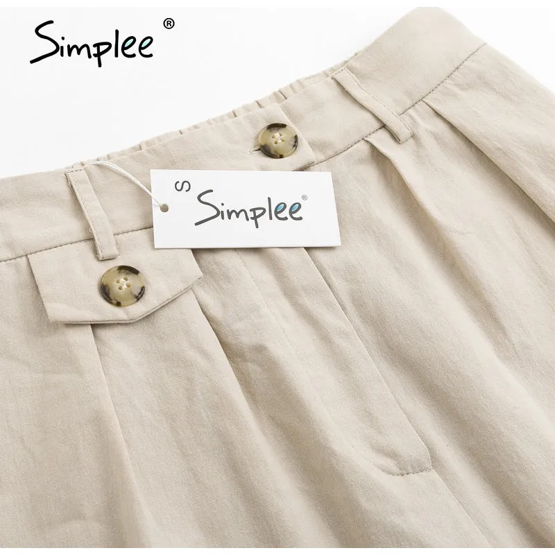 Loose Cropped Beige Pants