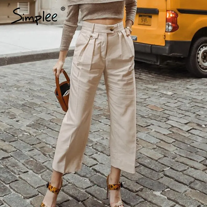 Loose Cropped Beige Pants
