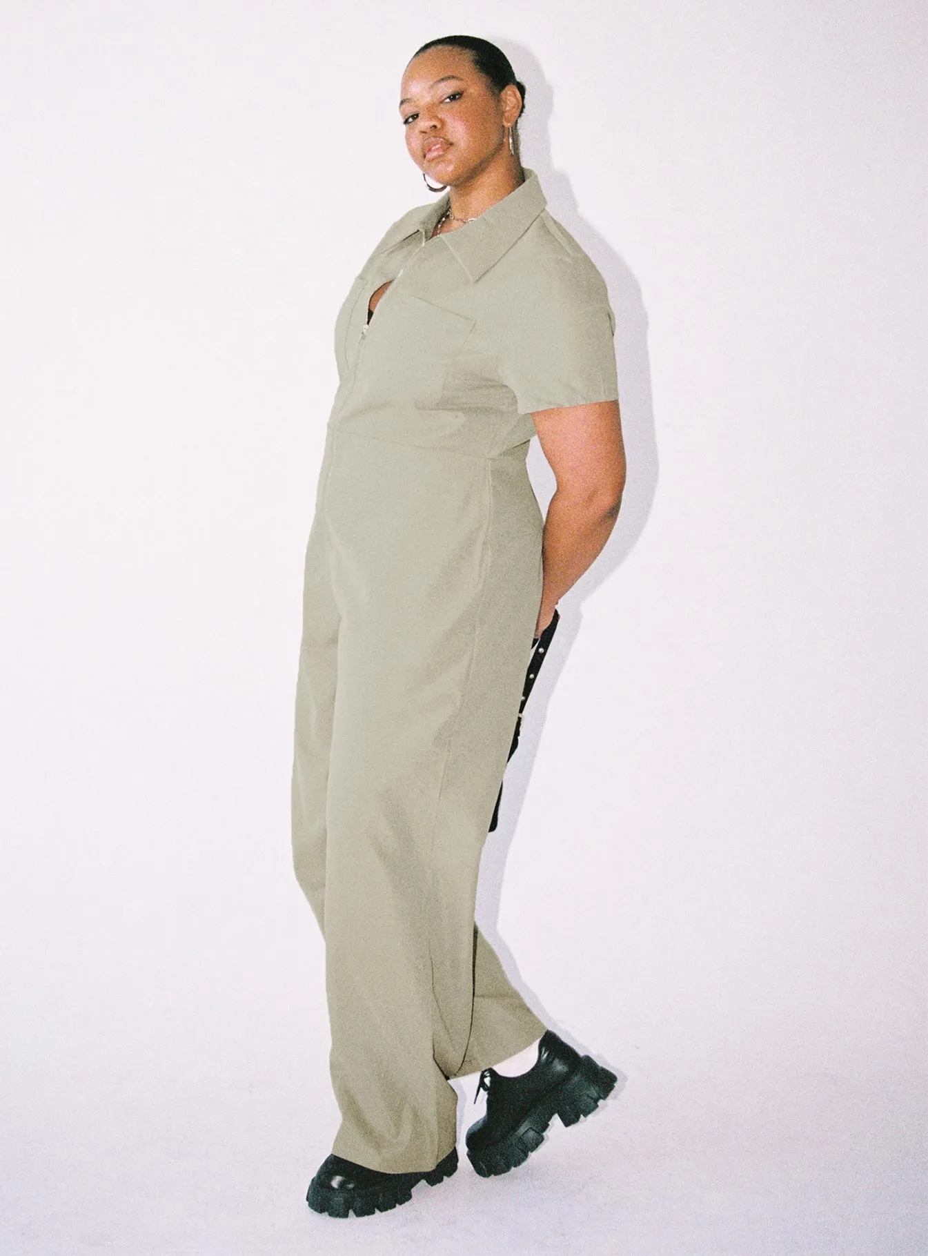 Loretta Jumpsuit Khaki Curve