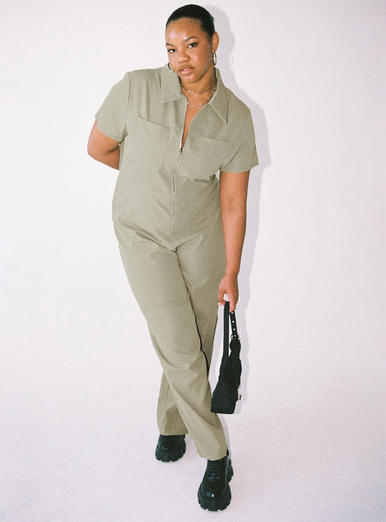 Loretta Jumpsuit Khaki Curve