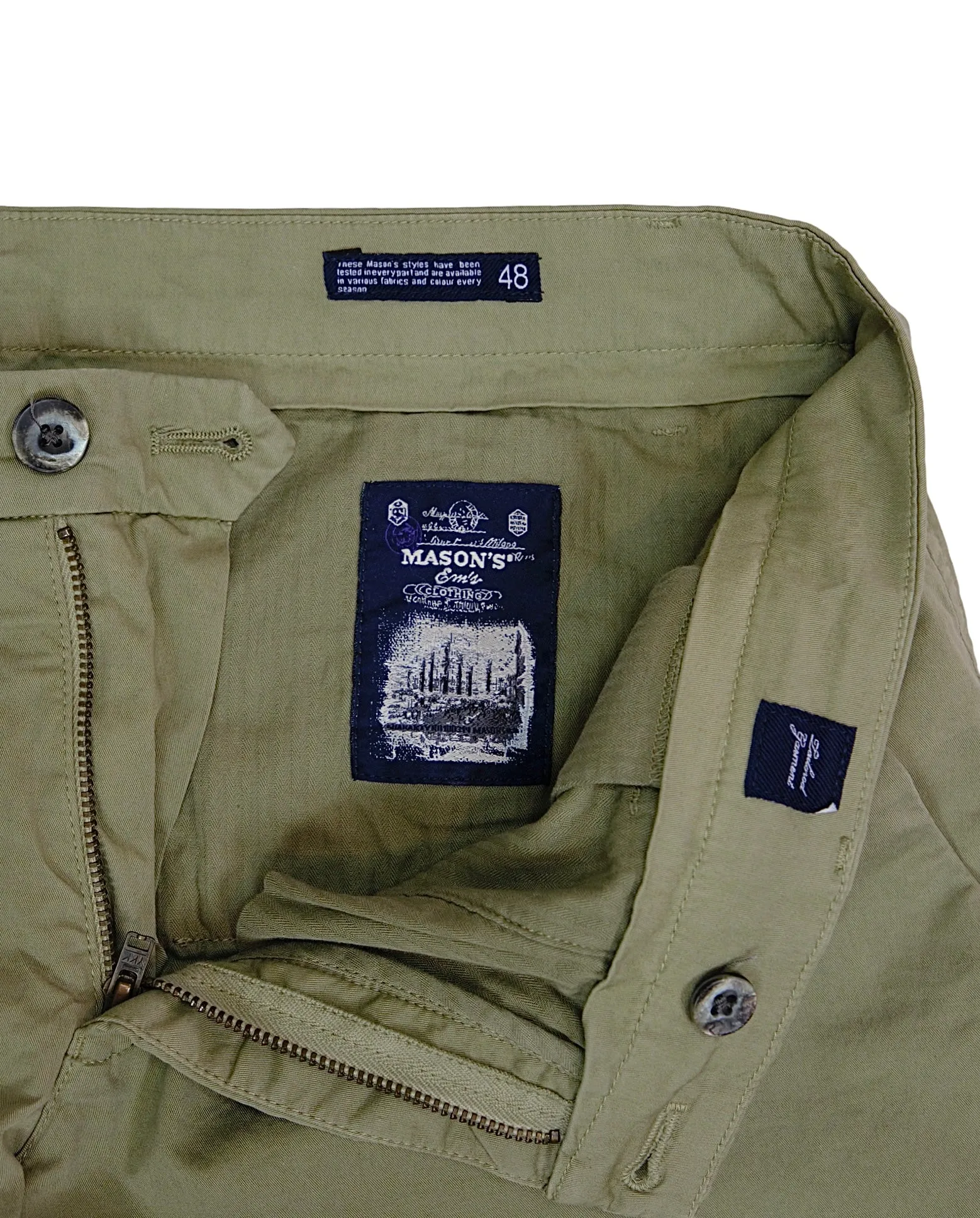 Mason's - Green Mid-Rise Cotton Trousers 48