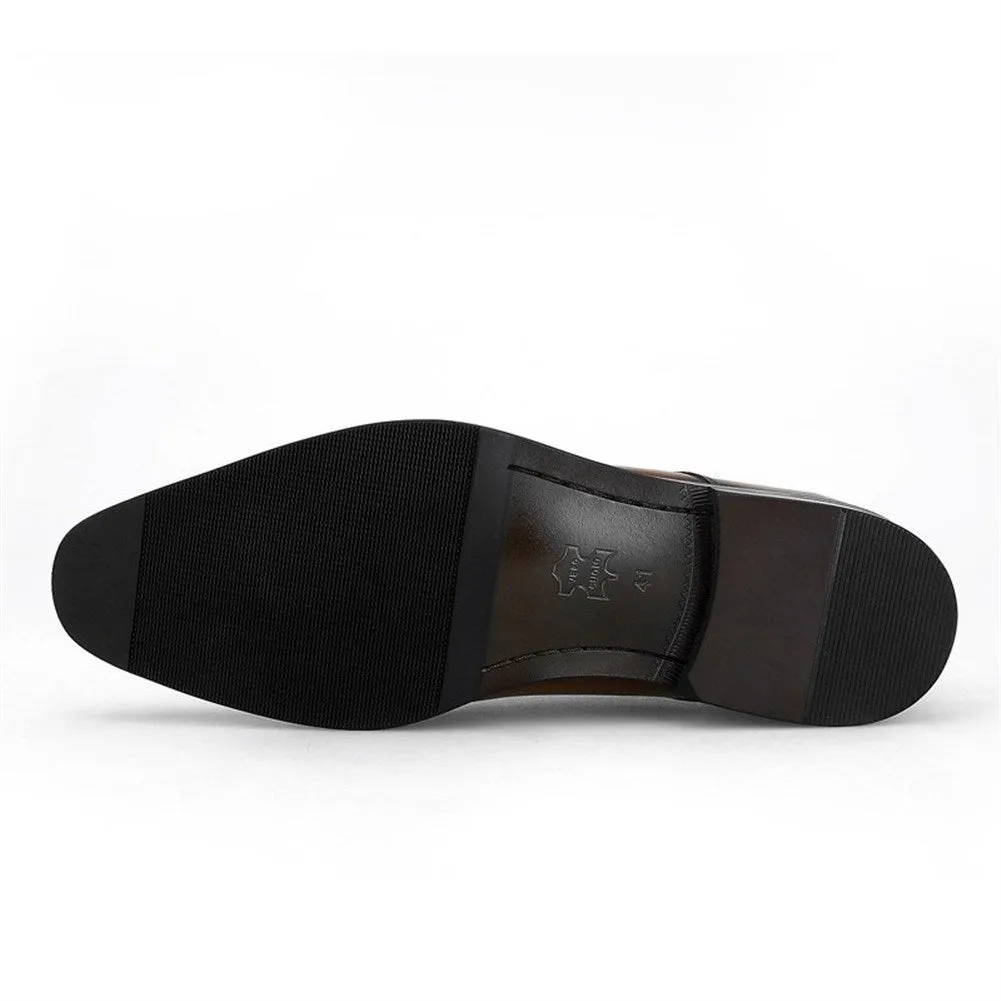 Men Lace Up Brogue Burnished Toe Dress Shoes