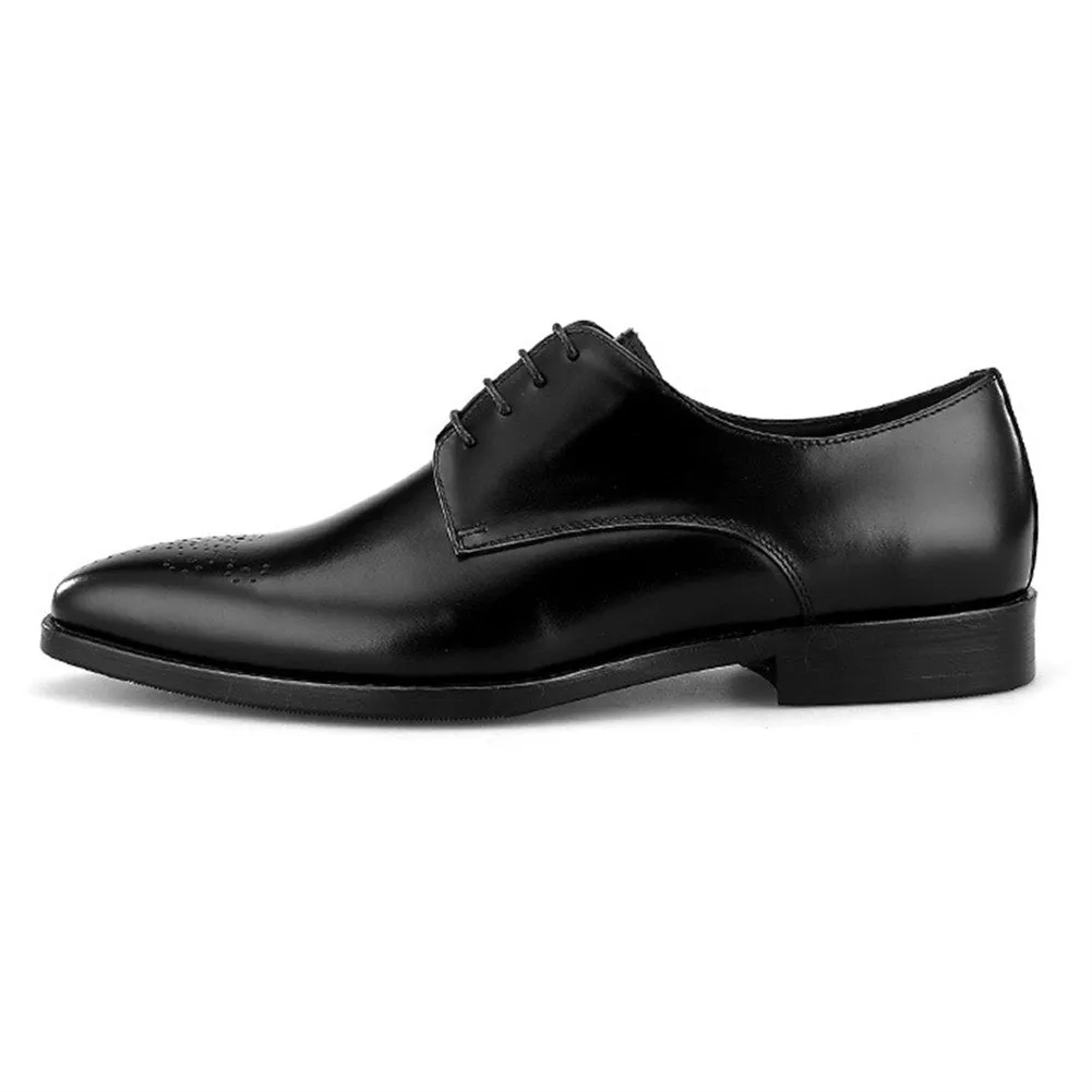 Men Lace Up Brogue Burnished Toe Dress Shoes