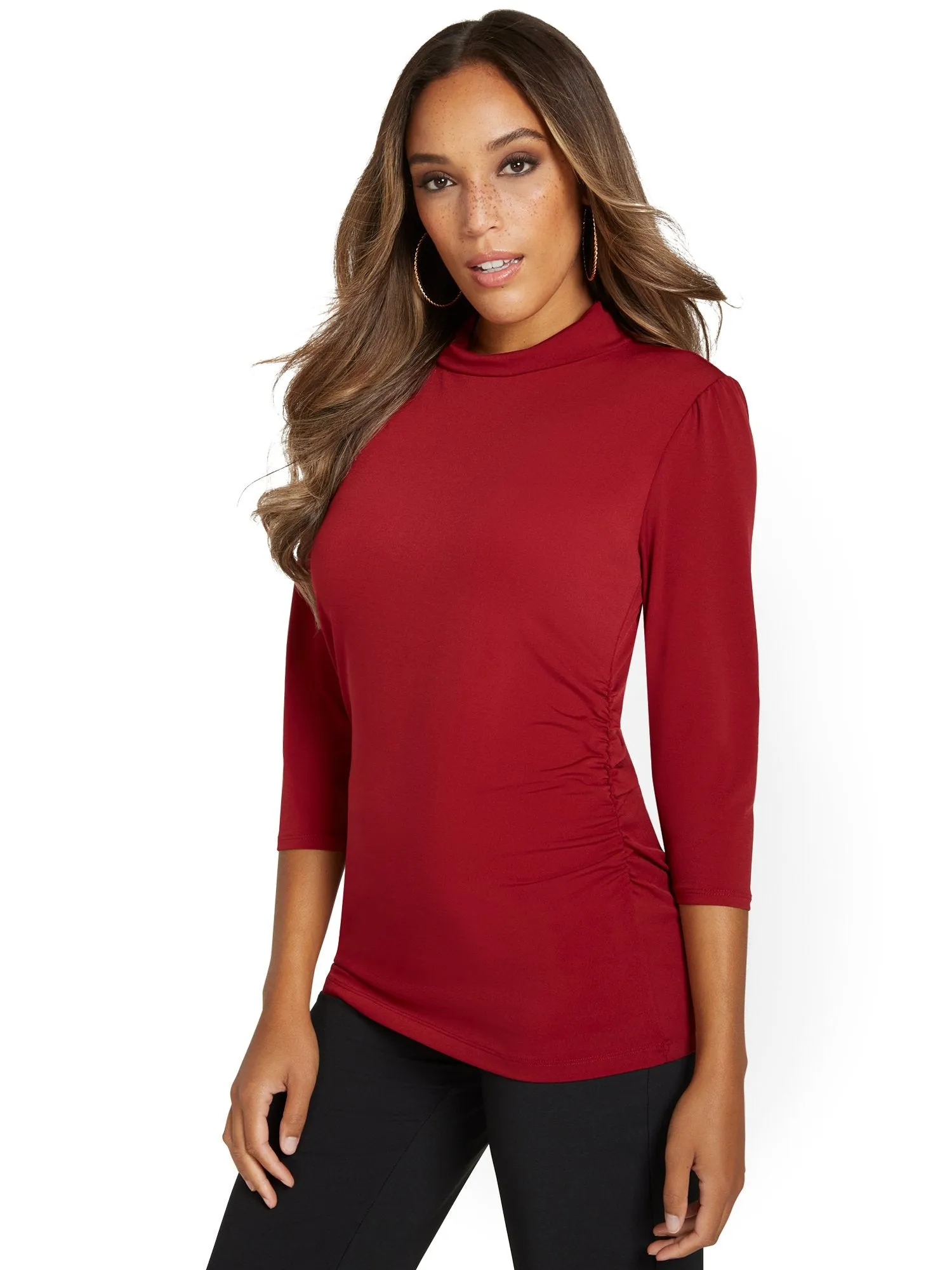 Mock-Neck Knit Top