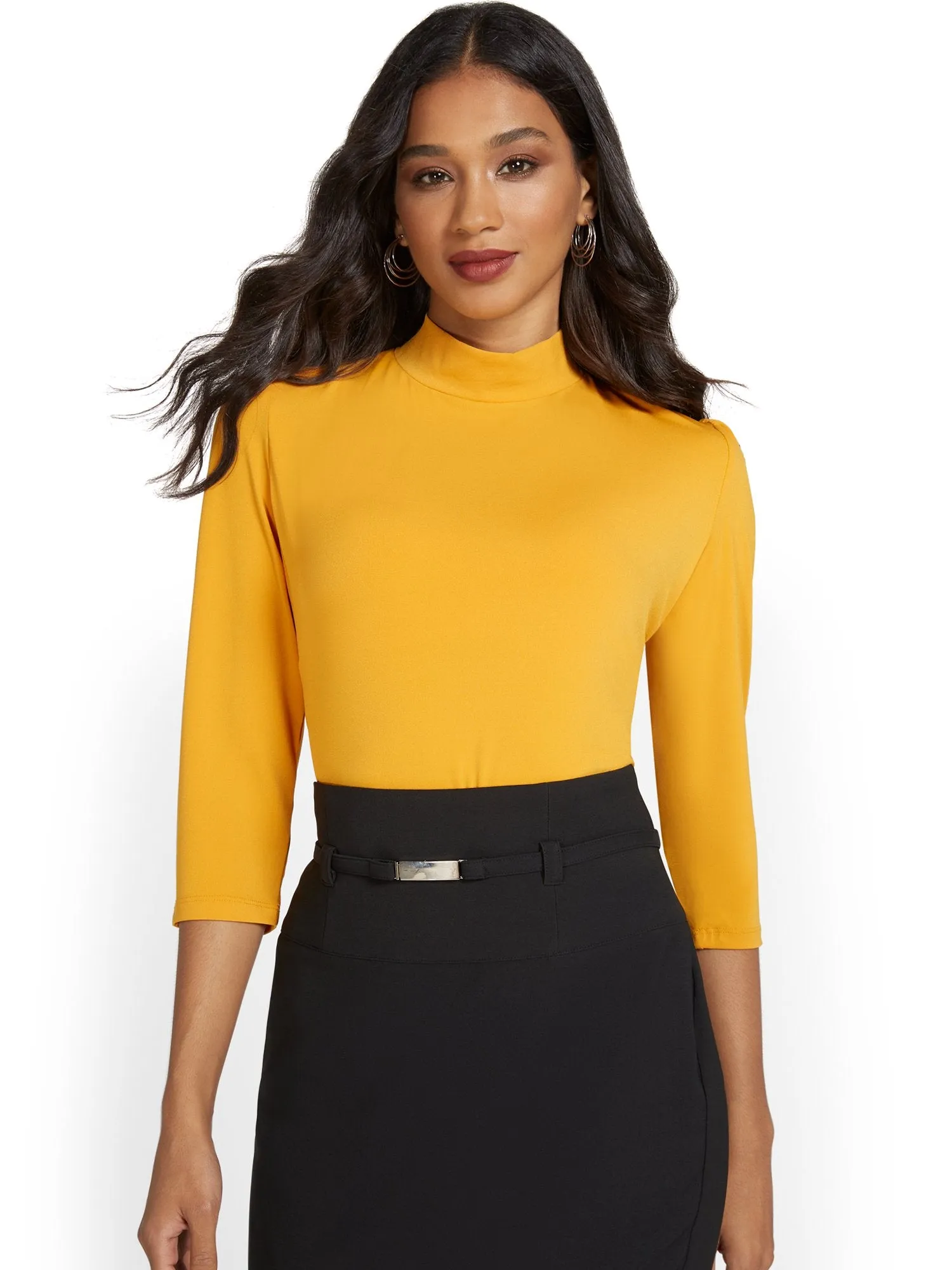 Mock-Neck Knit Top