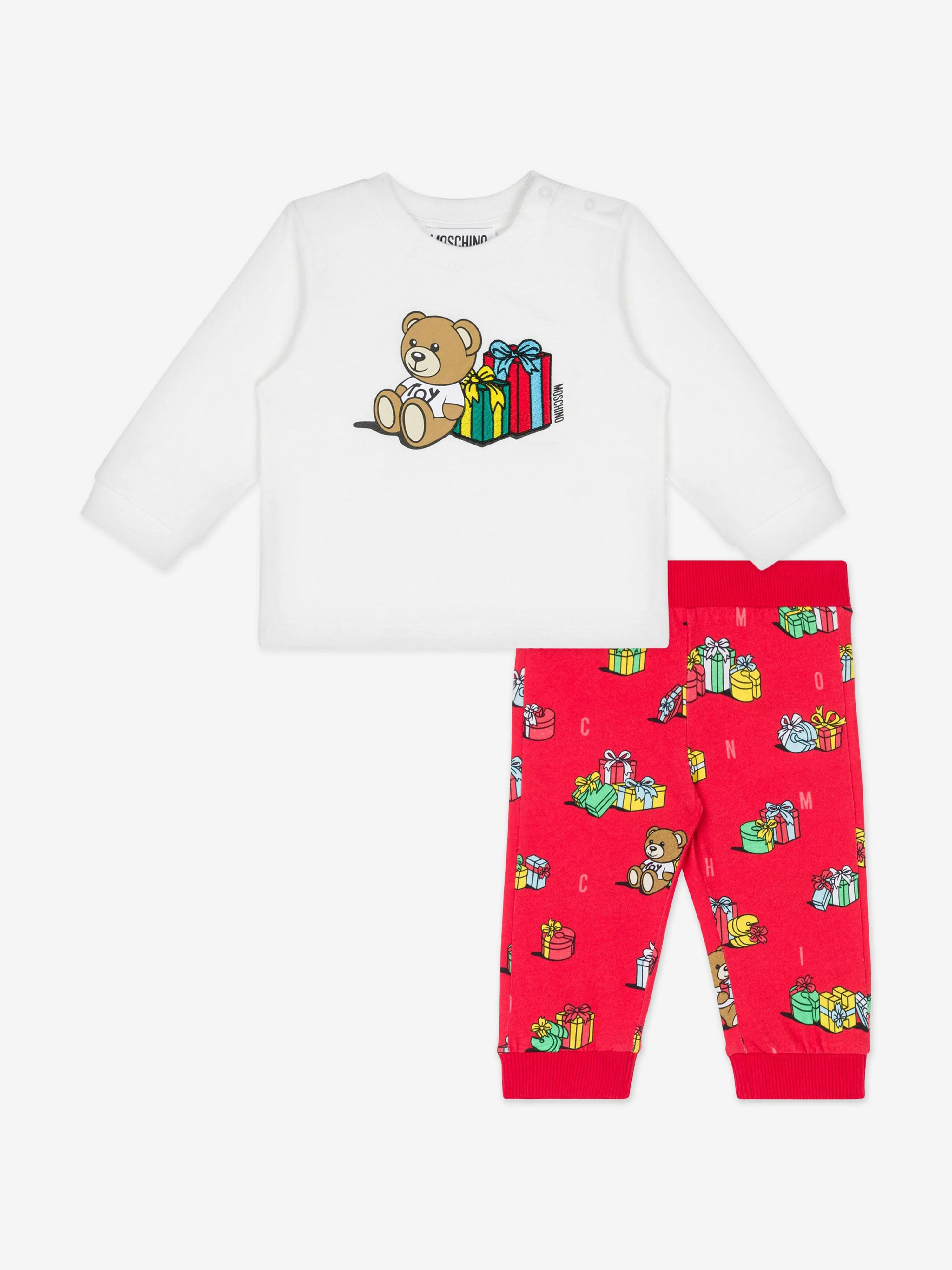 Moschino Baby Xmas Bear Trouser Set in Multicolour
