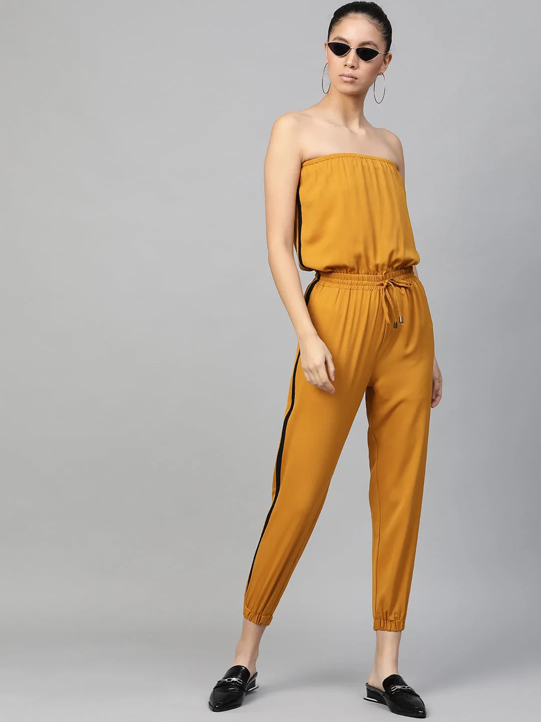 Mustard Side Tape Tube Bardot Jumpsuit