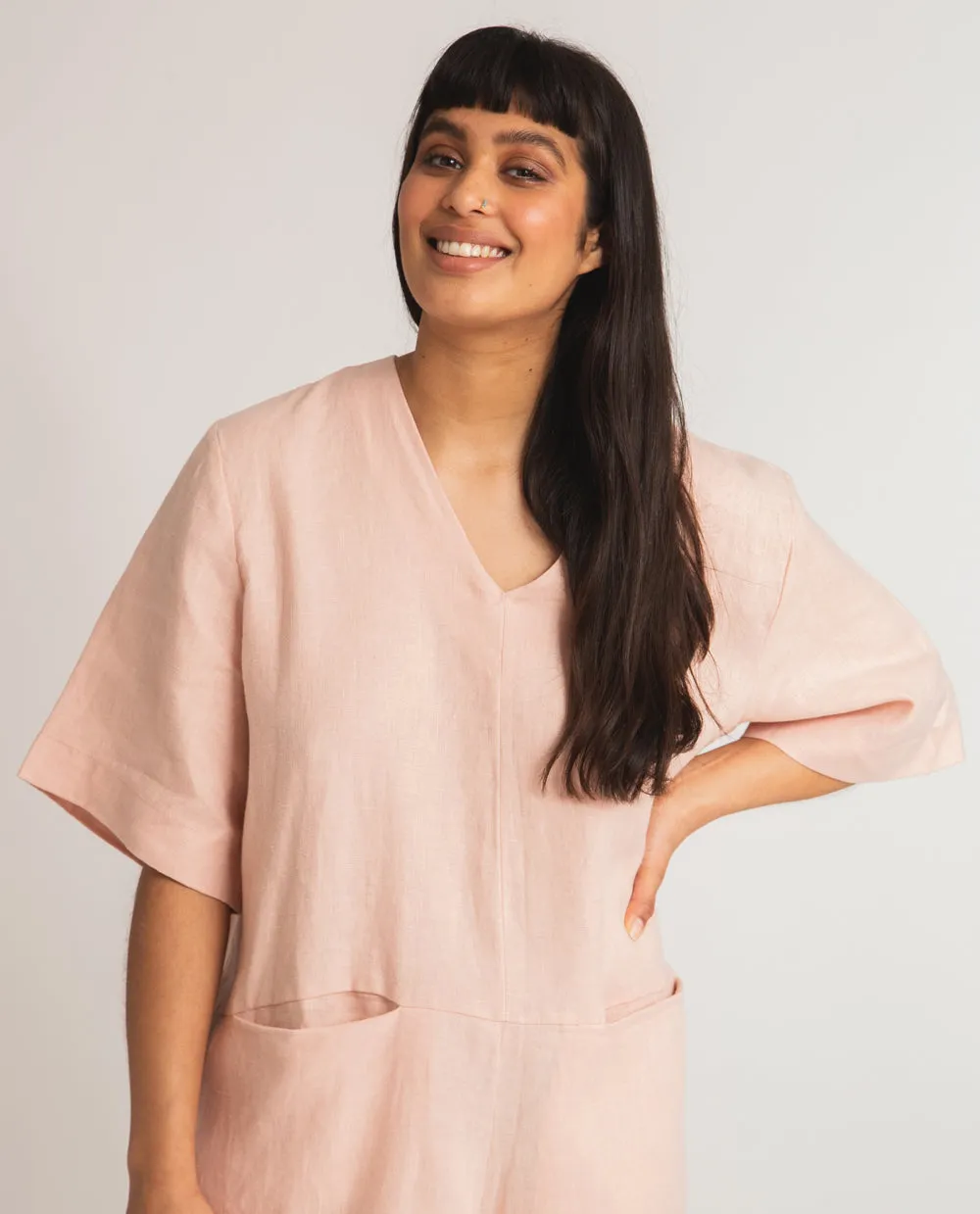 Nova Linen Jumpsuit In Rose