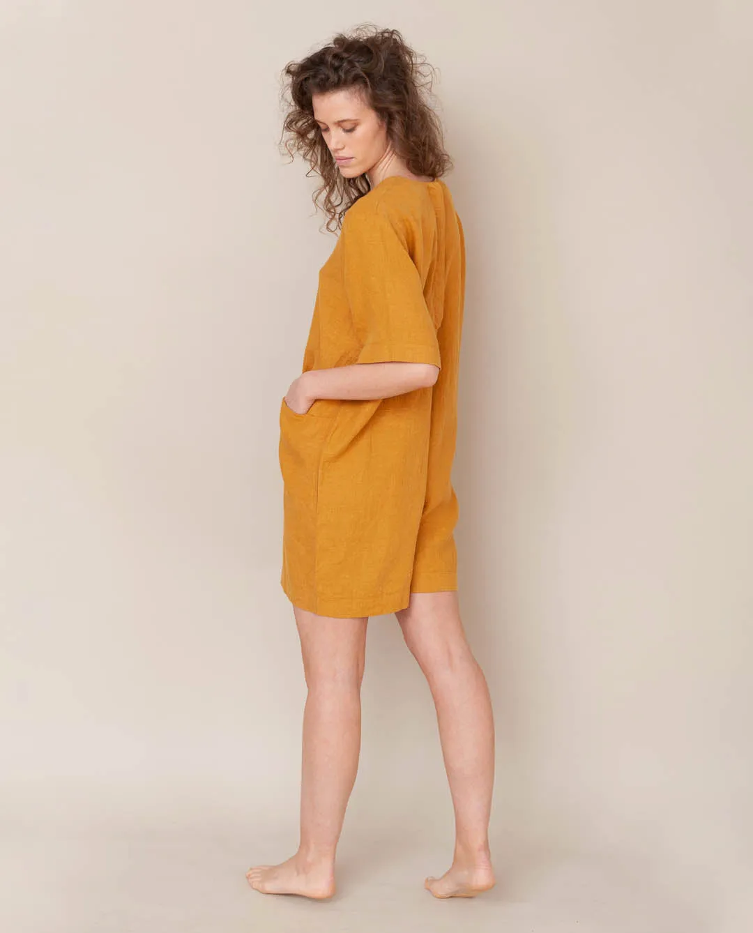 Nova Linen Jumpsuit In Sun