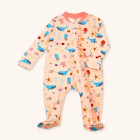 Ocean Zipper Footie Ruffles 6-12mo