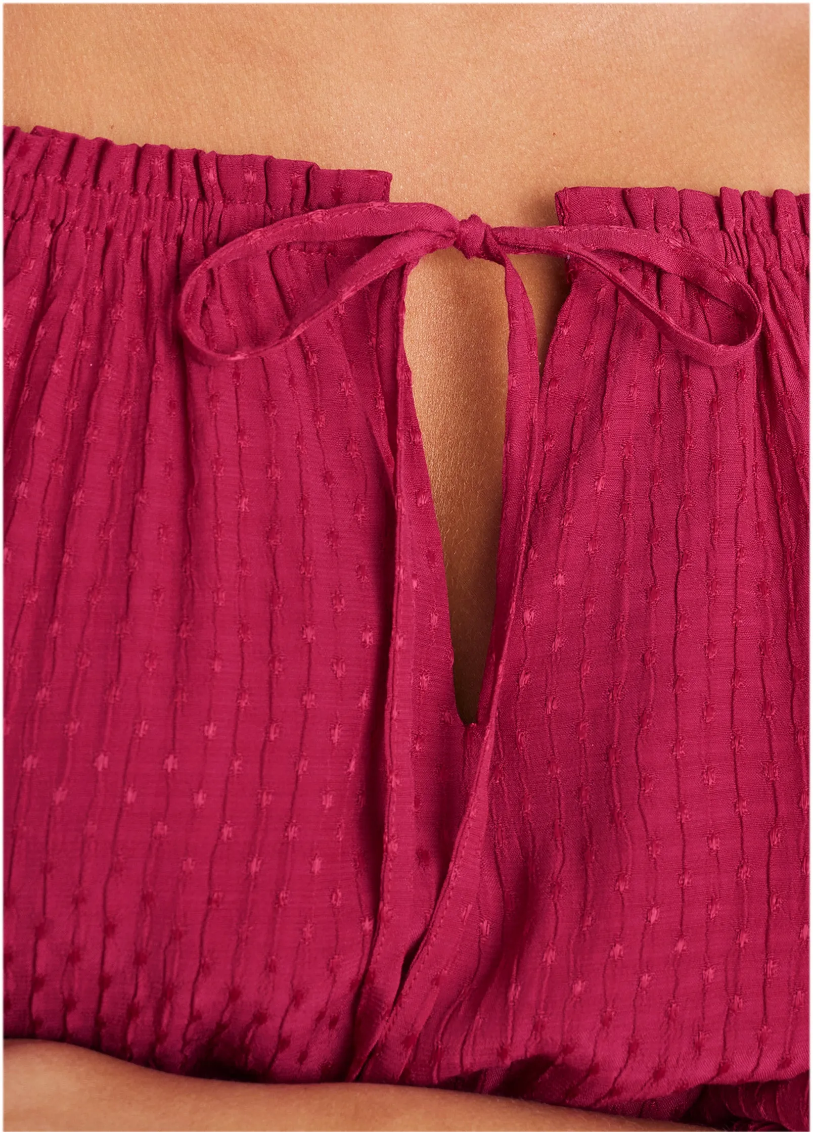Off-The-Shoulder Jumpsuit - Red