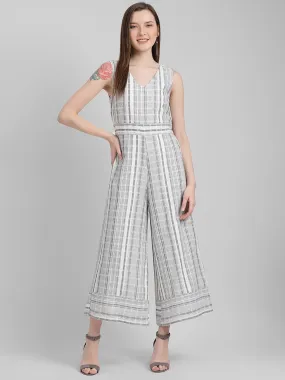 Off White Self Design Regular Jumpsuit
