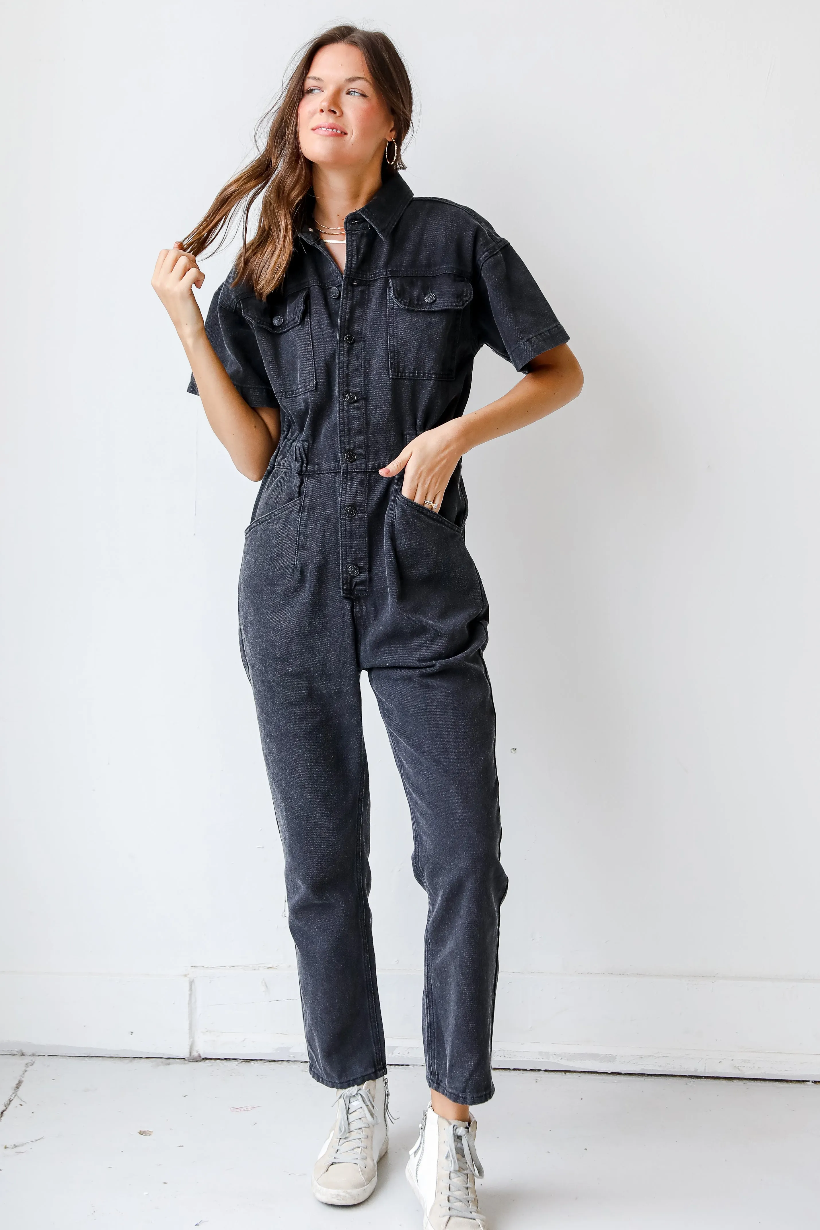 One Of A Kind Denim Utility Jumpsuit