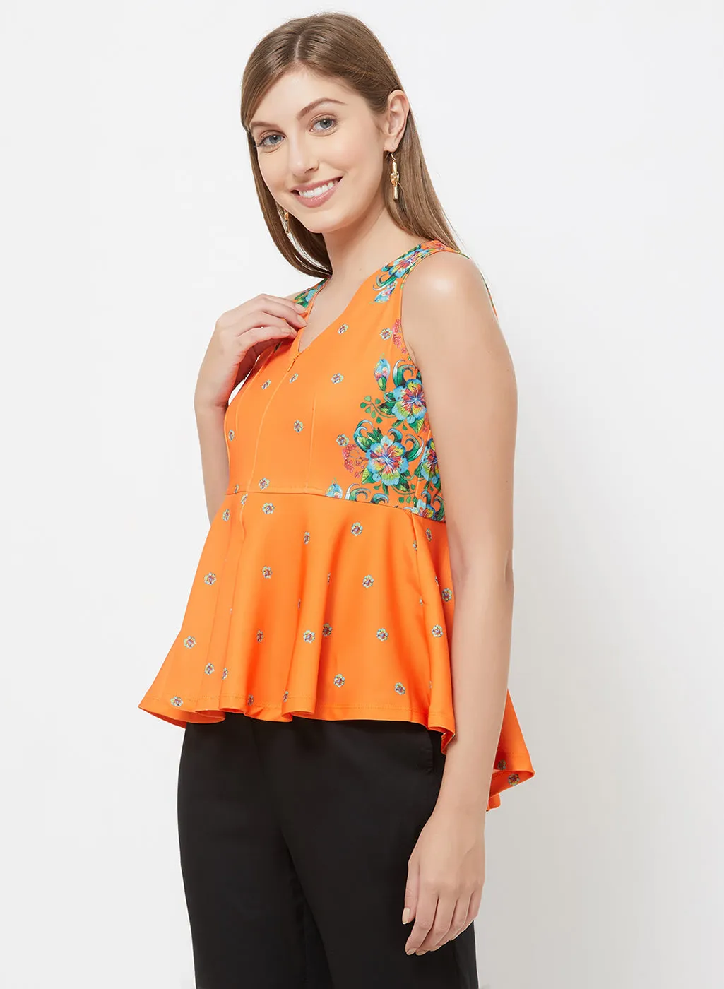 Orange Peplum Top