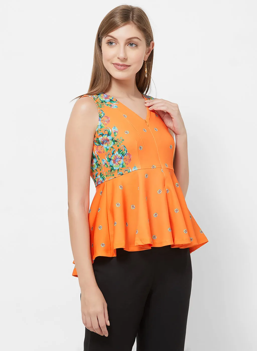 Orange Peplum Top