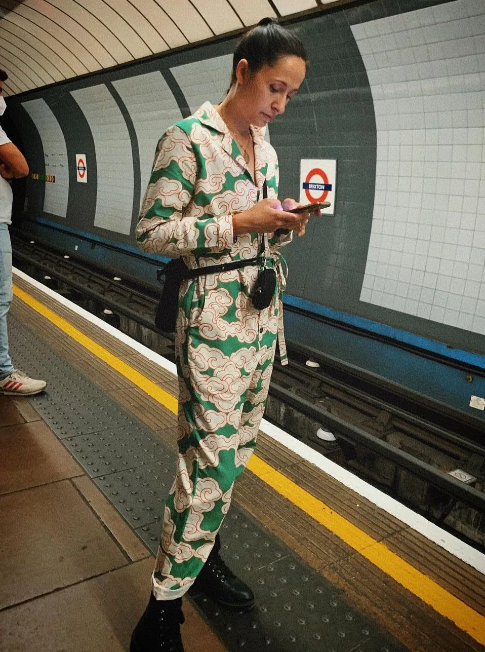 Organic Cotton & Linen Green Clouds Jumpsuit