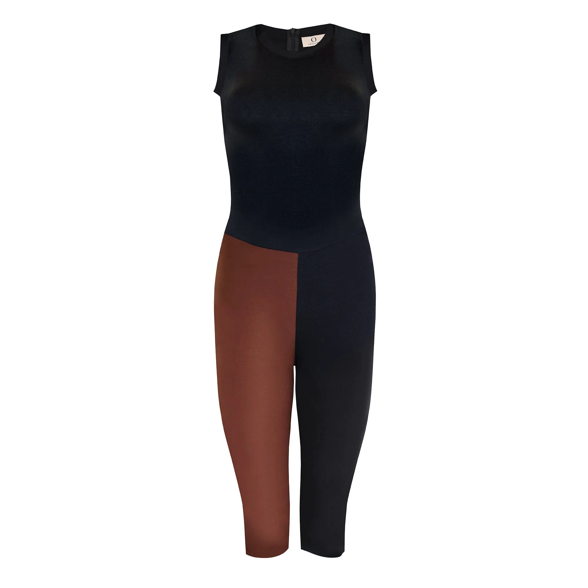 Organic Cotton Cycling Short Jumpsuit | Black & Brown