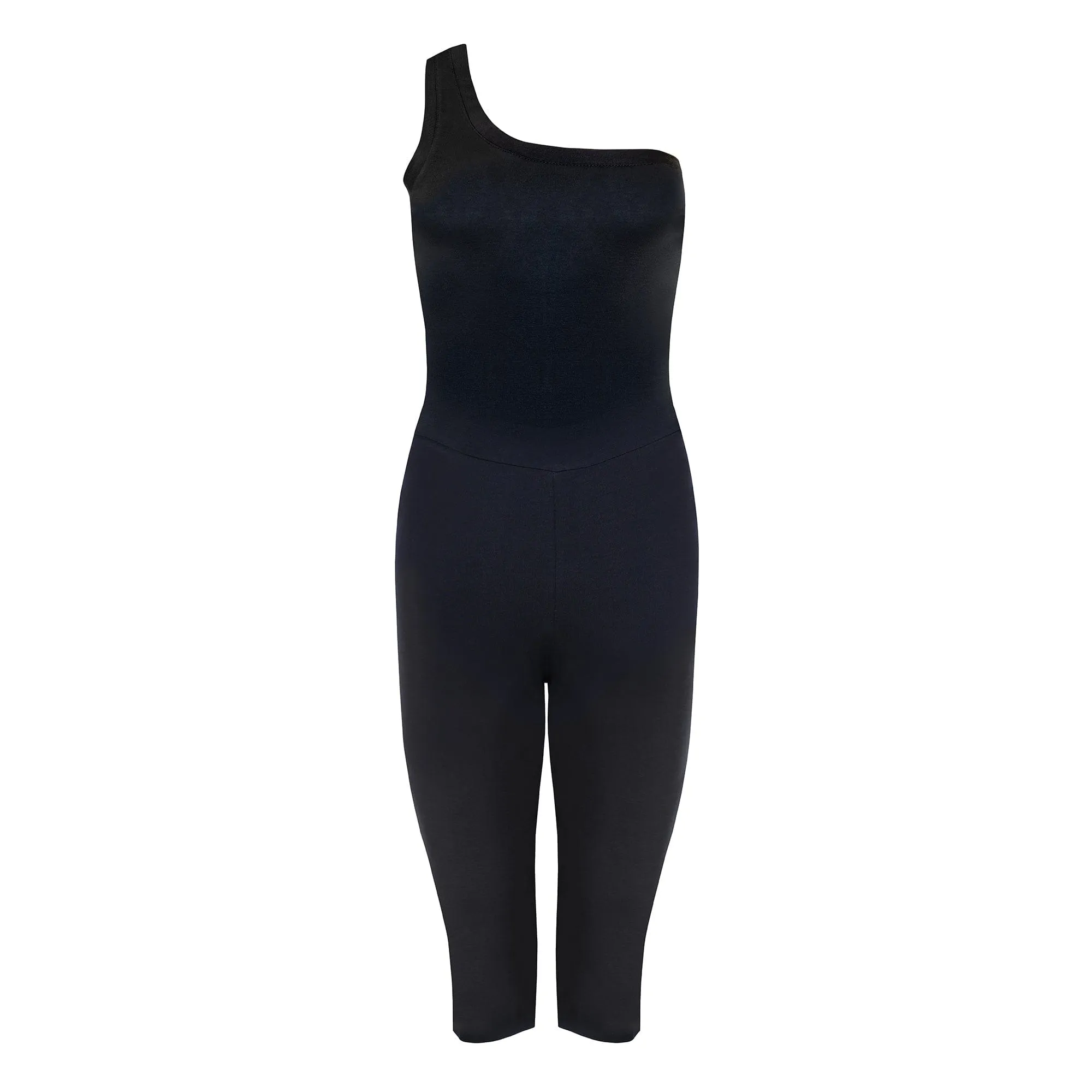 Organic Cotton One Shoulder Cycling Jumpsuit |  Black