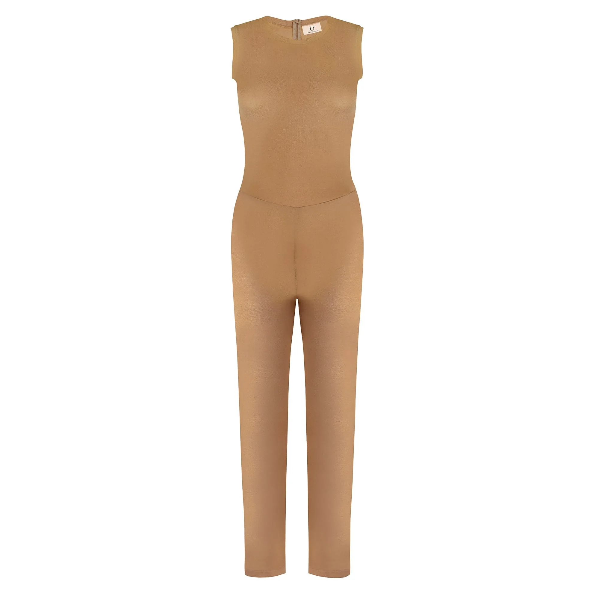 Organic Cotton Straight Leg Jumpsuit | Light Brown