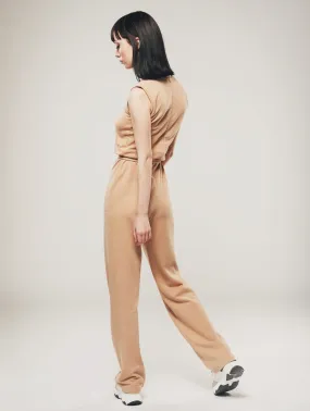 Organic Cotton Straight Leg Jumpsuit | Light Brown