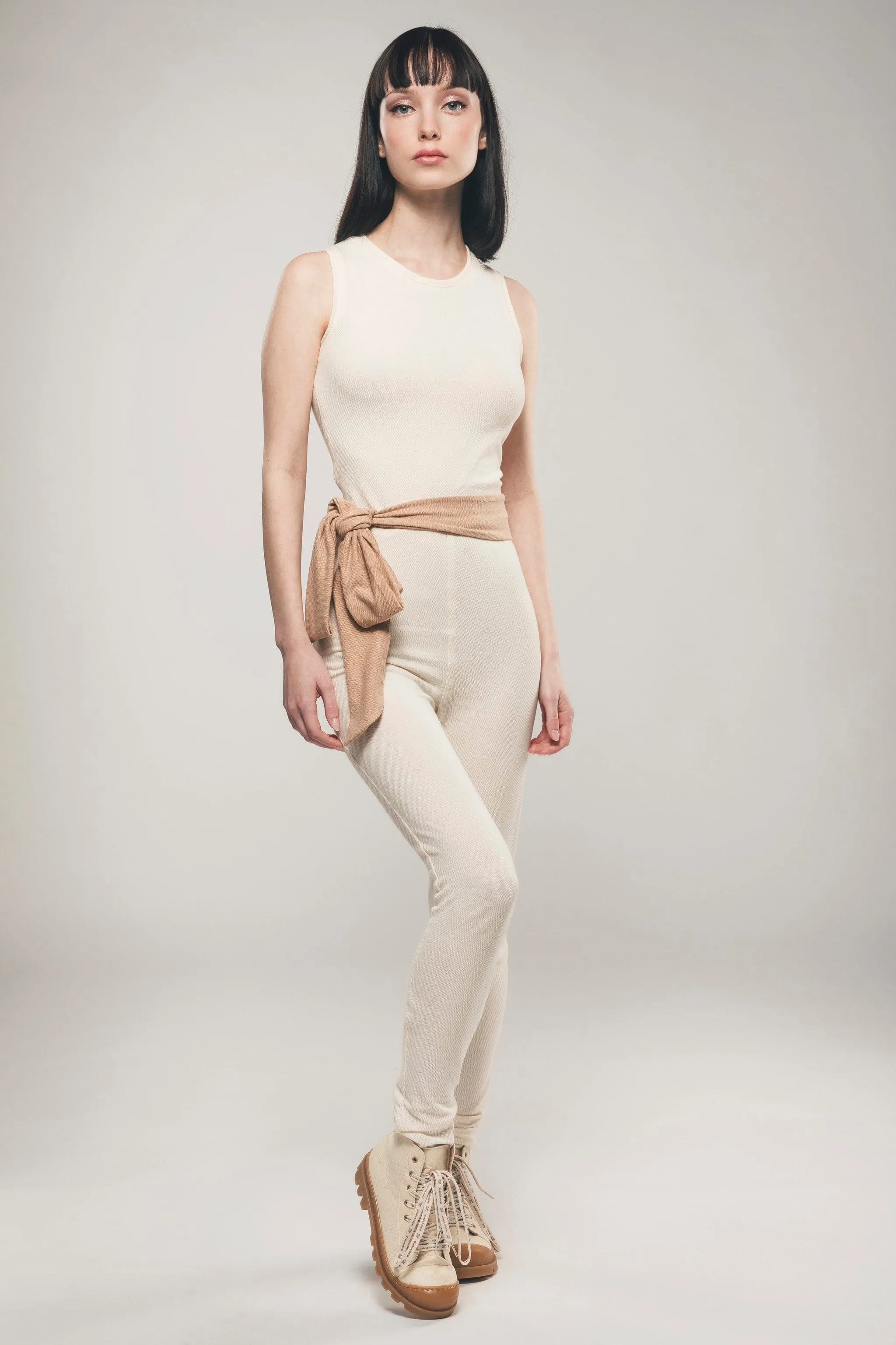 Organic Cotton Stretch Jumpsuit | Ecru