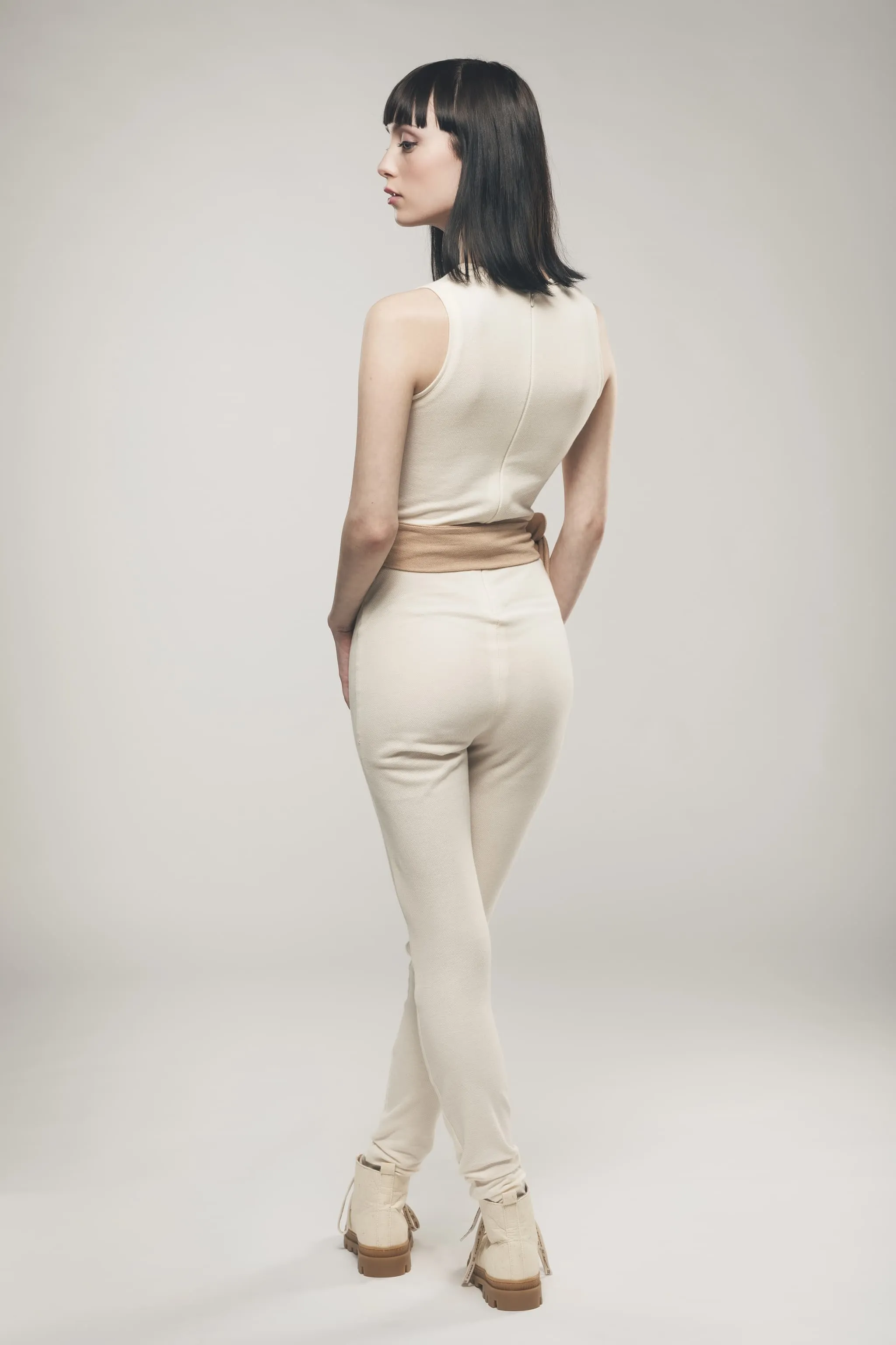 Organic Cotton Stretch Jumpsuit | Ecru