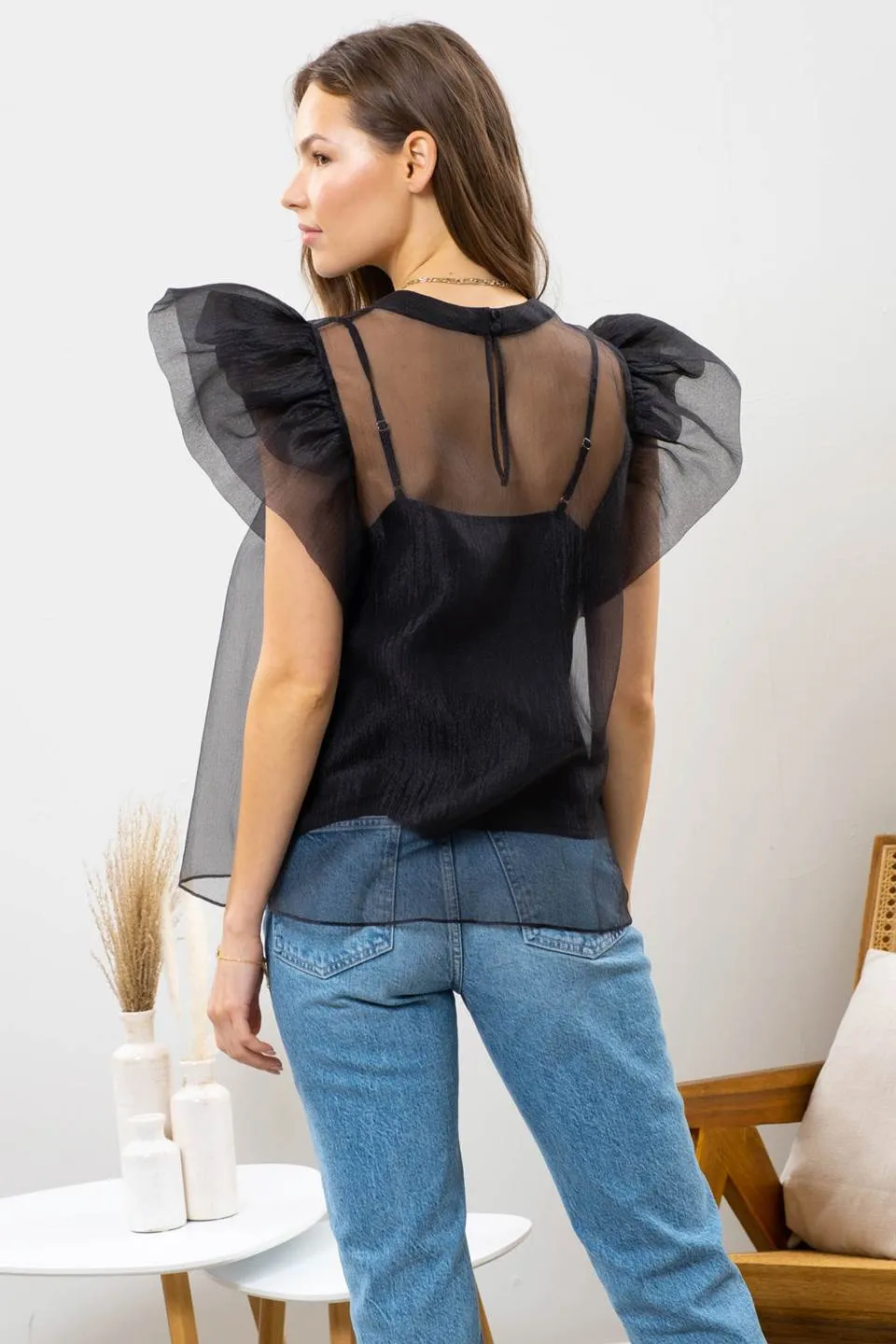 OVERSIZED RUFFLE ORGANZA TOP