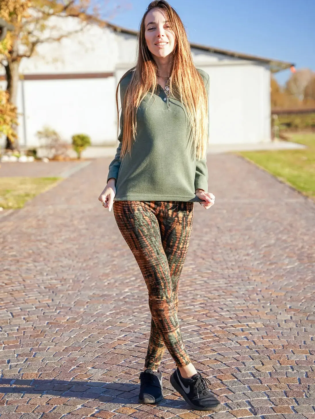 Pantaloni Leggings Siddhi donna modellanti - Tie Dye verde