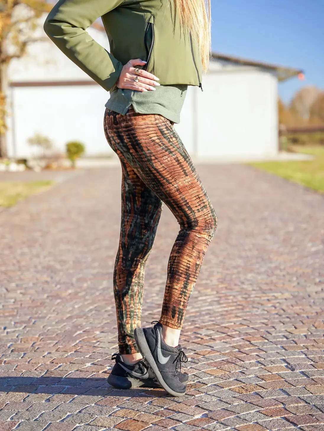 Pantaloni Leggings Siddhi donna modellanti - Tie Dye verde
